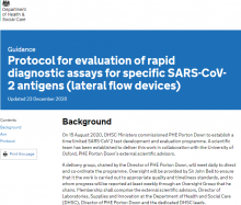 Protocol for evaluation of rapid diagnostic assays for specific SARS-CoV-2 antigens (lateral flow devices) [Updated 23rd December 2020]